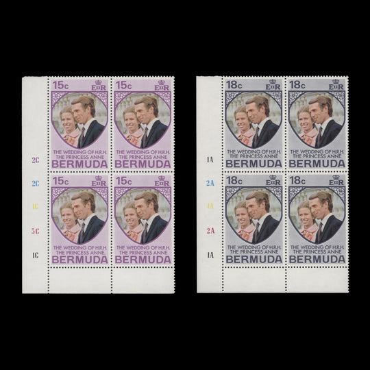 Bermuda 1973 (MNH) Royal Wedding plate blocks