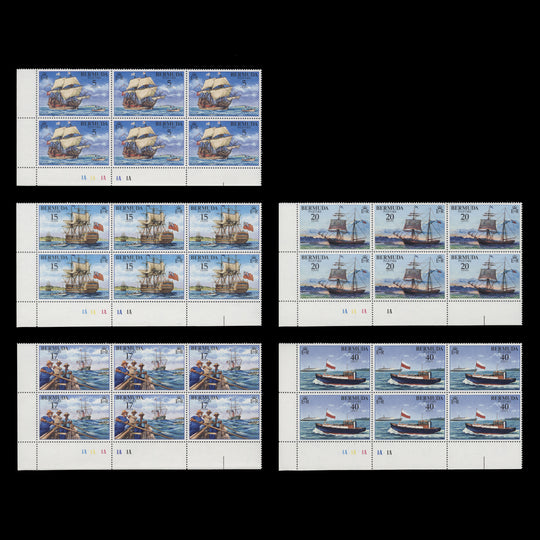 Bermuda 1977 (MNH) Piloting plate 1A–1A–1A–1A–1A blocks