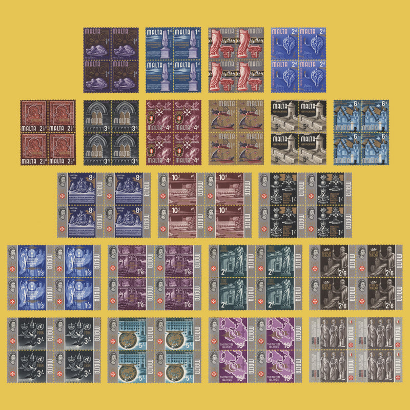 Malta 1965-70 (MNH) History Definitives blocks