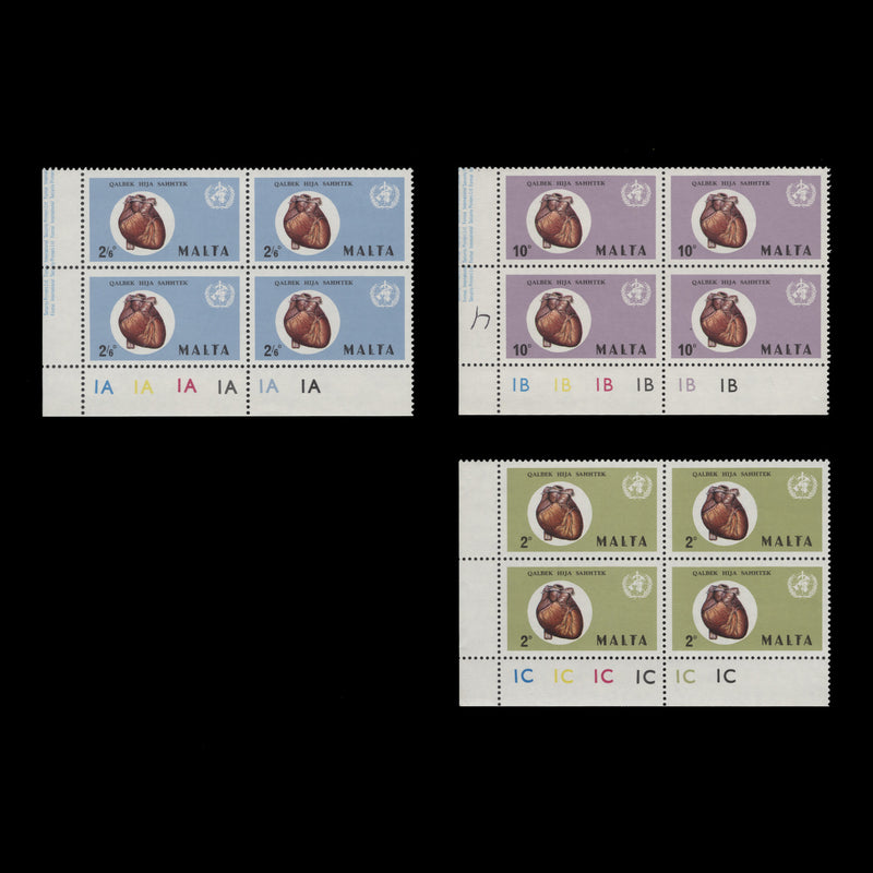 Malta 1972 (MNH) World Health Day plate blocks