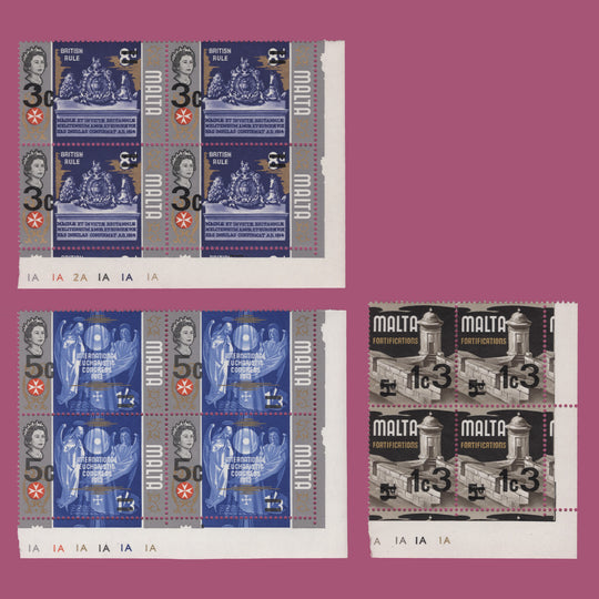 Malta 1972 (MNH) Provisionals plate blocks