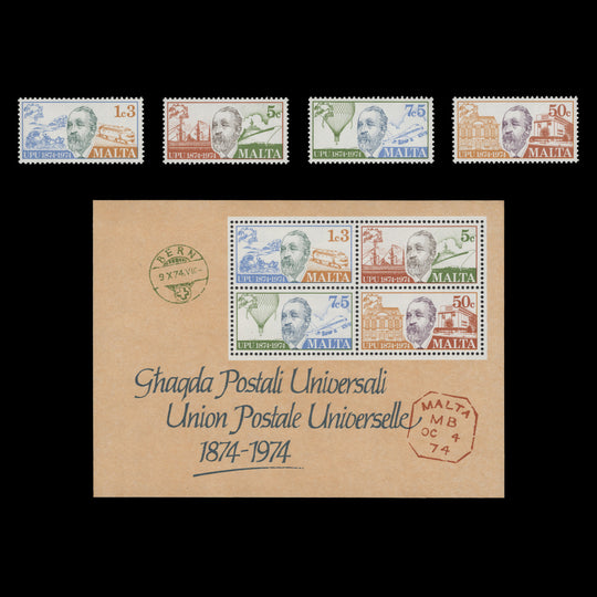 Malta 1974 (MNH) UPU Centenary set and miniature sheet