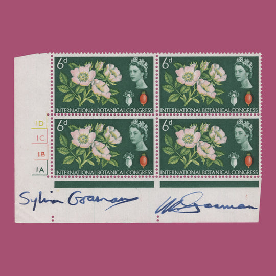 Great Britain 1964 (MNH) 6d Botanical Congress signed cylinder block