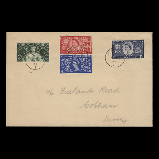 Great Britain 1953 Coronation first day cover, COBHAM