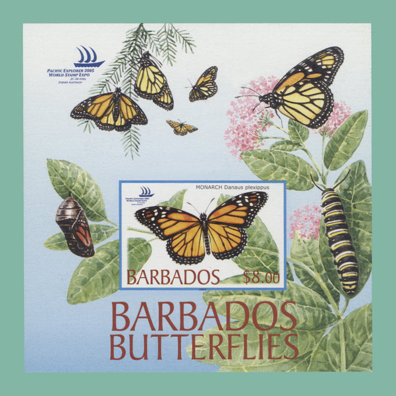 Barbados 2005 (Variety) Butterflies imperforate miniature sheet