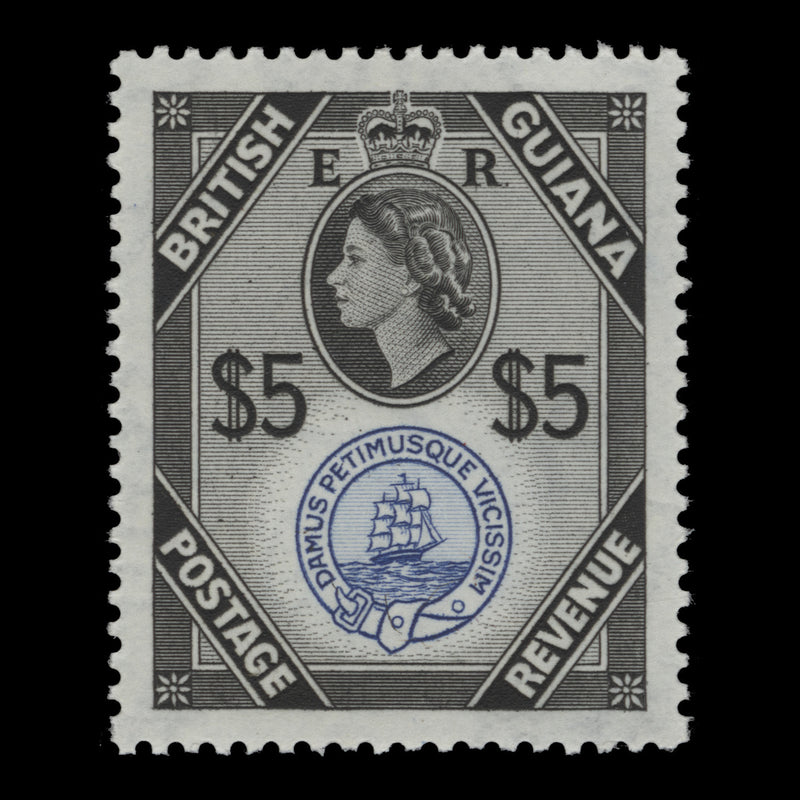 British Guiana 1961 (MLH) $5 Country Arms, De La Rue