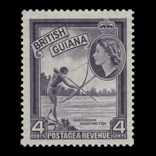 British Guiana 1963 (MNH) 4c Amerindian Shooting Fish, deep violet