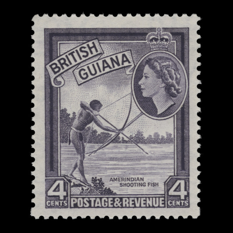 British Guiana 1963 (MNH) 4c Amerindian Shooting Fish, deep violet