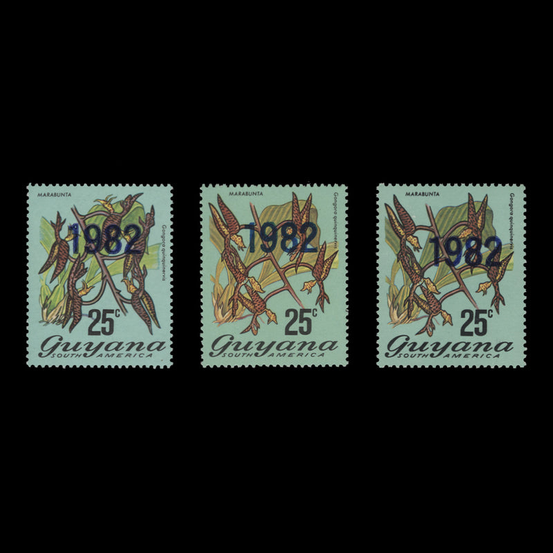 Guyana 1982 (MNH) 25c Marabunta provisionals with '1982' overprint