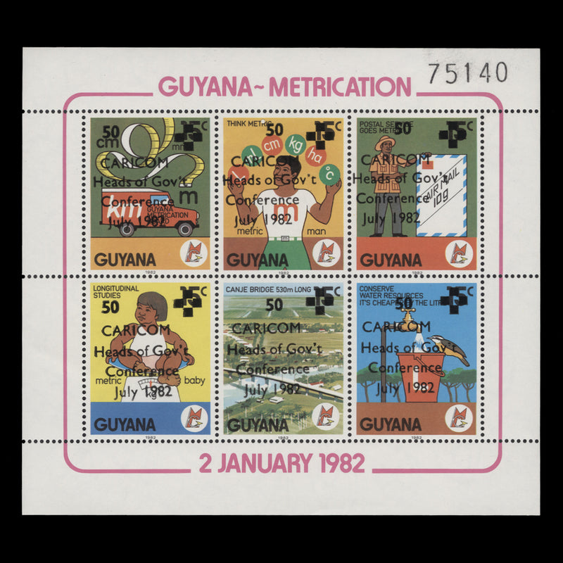 Guyana 1982 (MNH) Heads of Government Meeting provisional miniature sheet