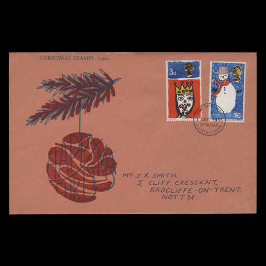 Great Britain 1966 Christmas phosphor first day cover, BETHLEHEM