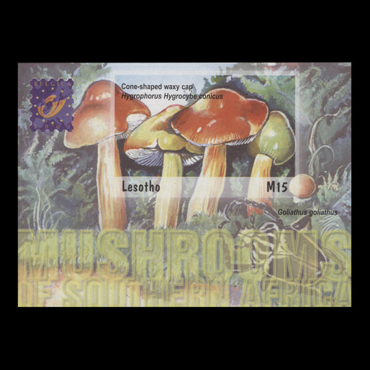 Lesotho 2001 M15 Cone-Shaped Waxy Cap imperf proof miniature sheet