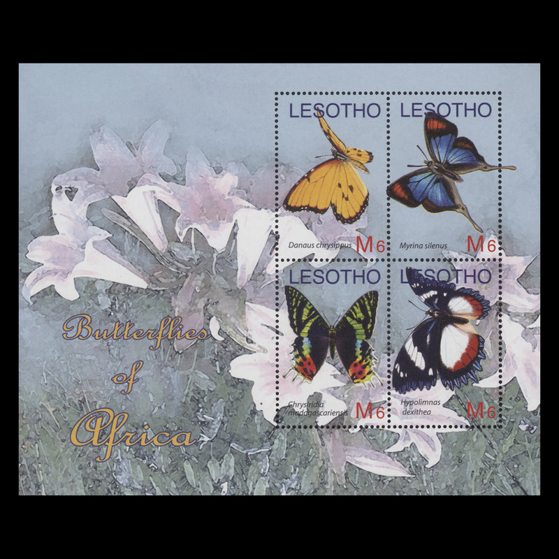 Lesotho 2007 (Variety) Butterflies imperf sheetlet