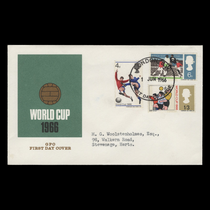 Great Britain 1966 (FDC) World Cup Football phosphor, LONDON SW
