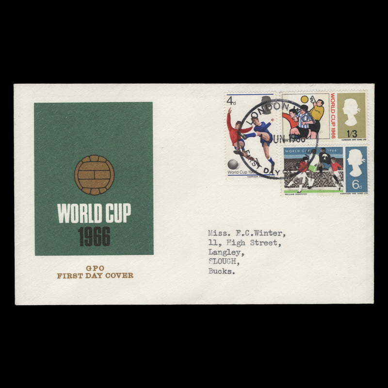 Great Britain 1966 (FDC) World Cup Football phosphor, LONDON WC
