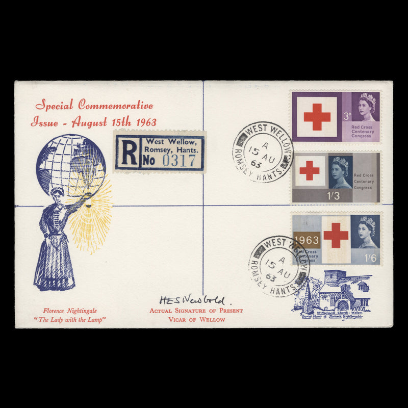 Great Britain 1963 (FDC) Red Cross Centenary phosphor, WEST WELLOW