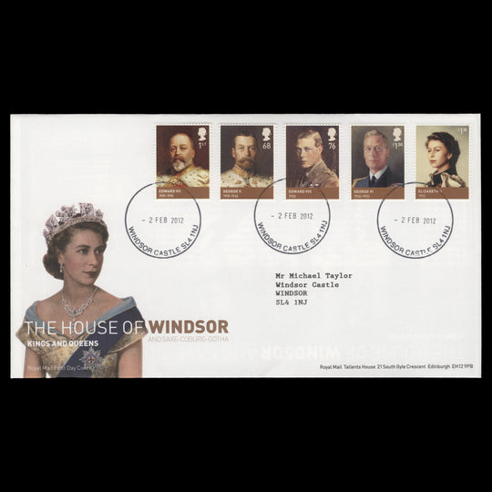 Great Britain 2012 British Monarchs first day cover, WINDSOR CASTLE