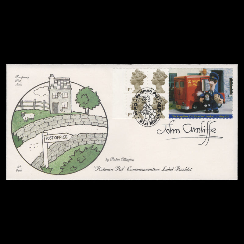 Great Britain 2000 1st New Millennium block/Postman Pat FDC signed by John Cunliffe