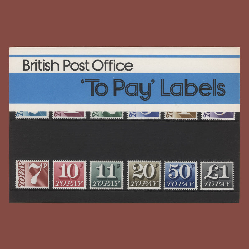 Great Britain 1977 To Pay Labels presentation pack