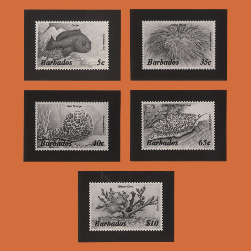 Barbados 1985 Marine Life Definitives photographic proofs, 9 April