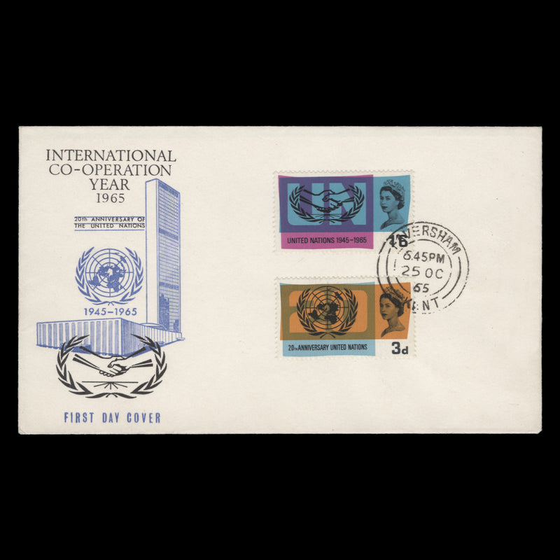 Great Britain 1965 United Nations Anniversary first day cover, FAVERSHAM