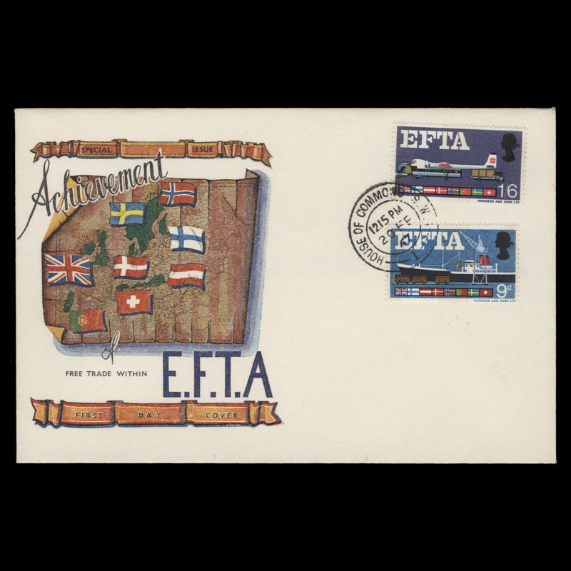 Great Britain 1967 EFTA phosphor first day cover, HOUSE OF COMMONS