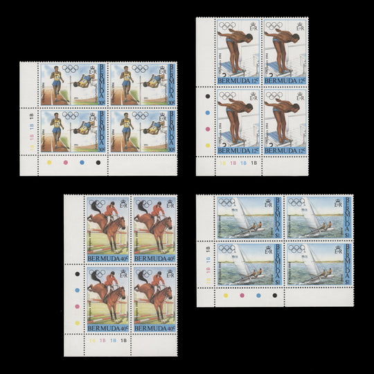 Bermuda 1984 (MNH) Olympic Games, Los Angeles plate blocks