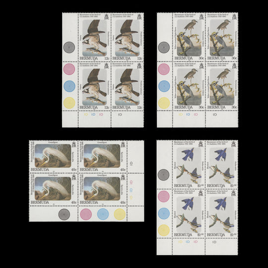 Bermuda 1985 (MNH) John Audubon Birth Bicentenary plate blocks