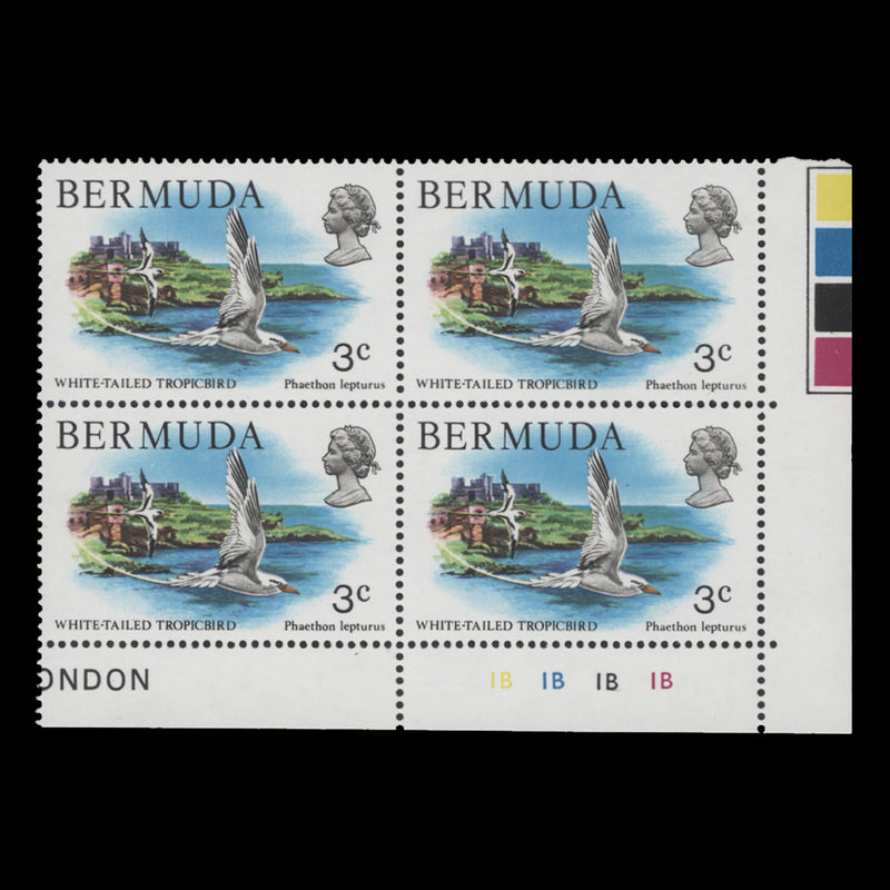 Bermuda 1978 (MNH) 3c White-Tailed Tropic Bird plate 1B–1B–1B–1B block
