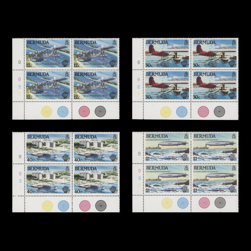 Bermuda 1983 (MNH) Bicentenary of Manned Flight plate 1D–1D–1D–1D blocks