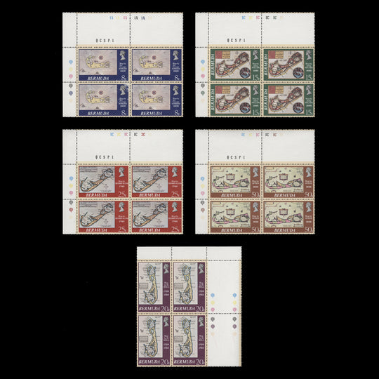 Bermuda 1979 (MNH) Antique Maps traffic light/plate blocks
