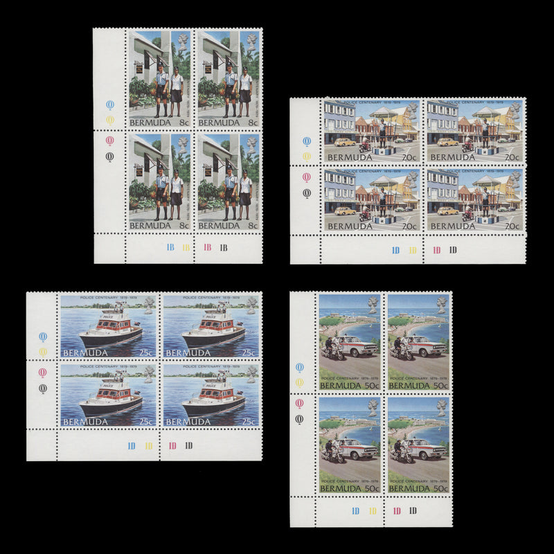 Bermuda 1979 (MNH) Police Force Centenary traffic light/plate blocks