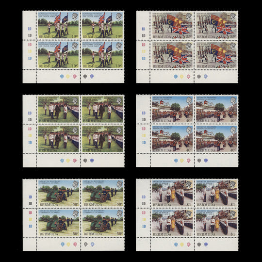 Bermuda 1982 (MNH) Bermuda Regiment traffic light/plate blocks