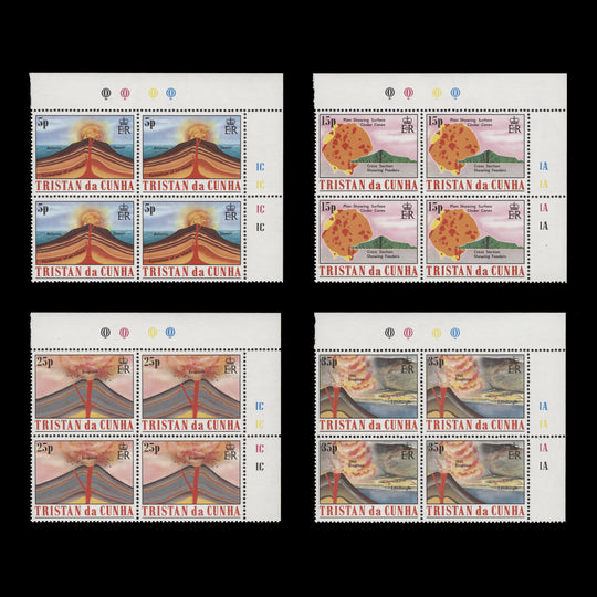 Tristan da Cunha 1982 (MNH) Volcanoes traffic light/plate blocks