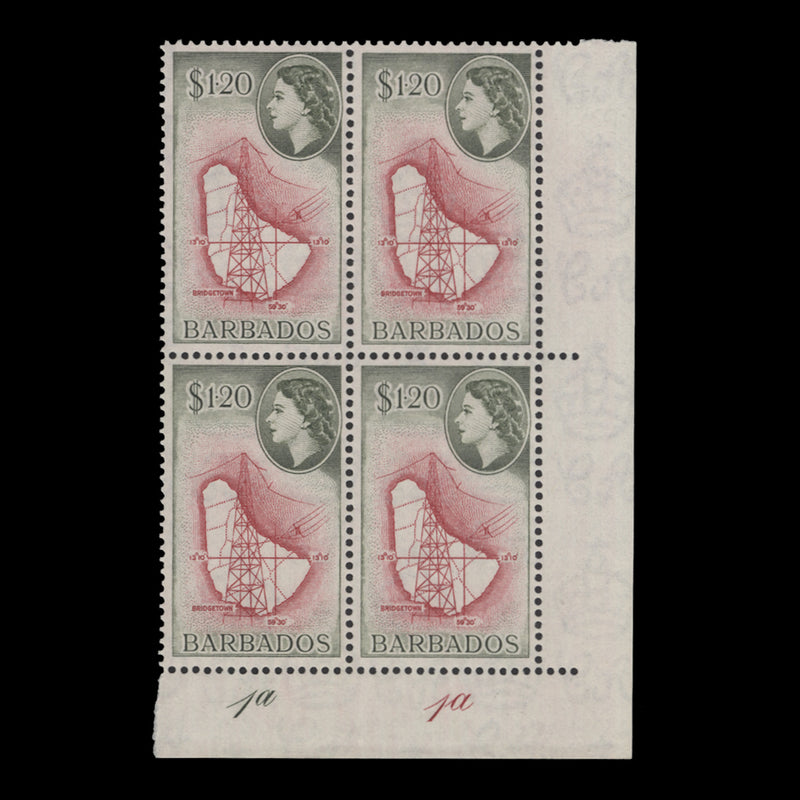 Barbados 1956 (MNH) $1.20 Map plate 1a–1a block