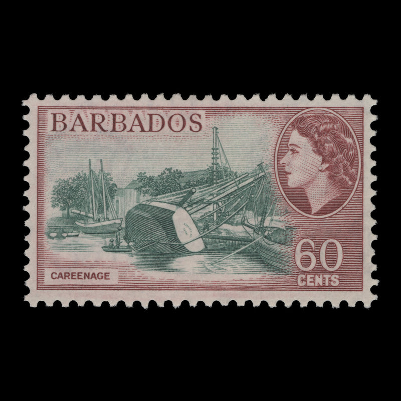 Barbados 1960 (MLH) 60c Careenage, blue-green and pale maroon