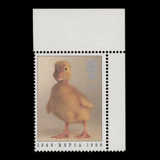 Great Britain 1990 (Variety) 34p RSPCA Anniversary missing silver