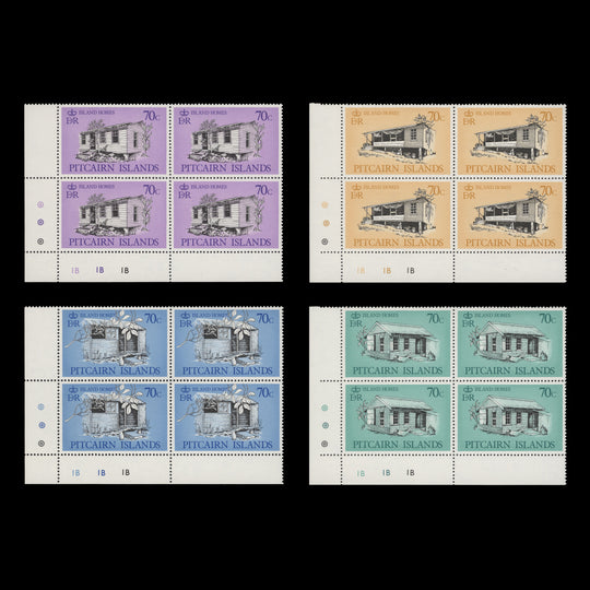 Pitcairn Islands 1987 (MNH) Island Homes plate 1B–1B–1B blocks
