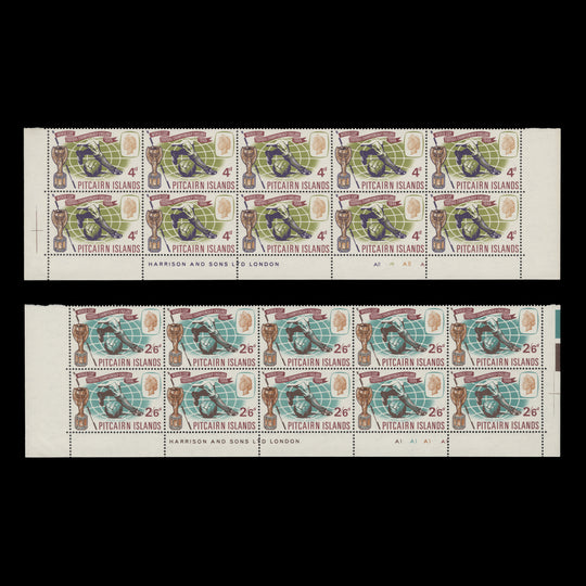 Pitcairn Islands 1966 (MNH) World Cup Football imprint/plate blocks