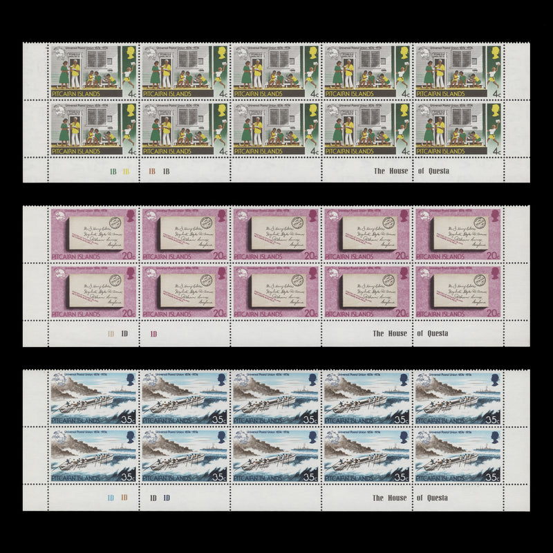 Pitcairn Islands 1974 (MNH) UPU Centenary imprint/plate blocks