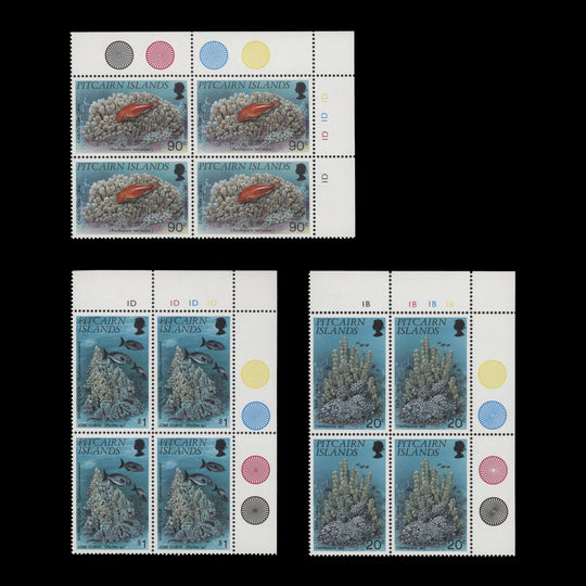 Pitcairn Islands 1994 (MNH) Corals traffic light/plate blocks