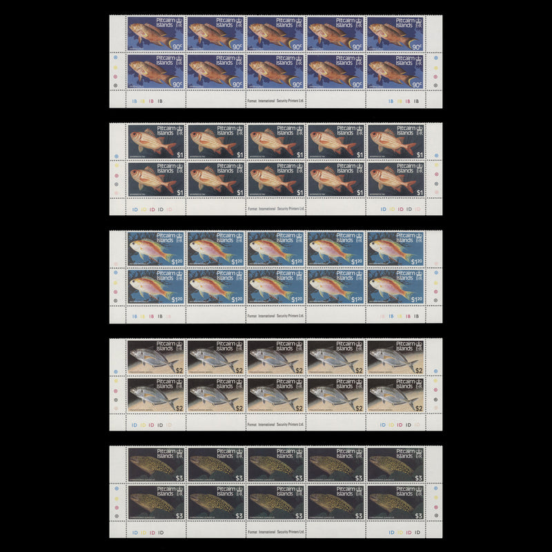 Pitcairn Islands 1984-88 (MNH) Fishes imprint/traffic light/plate blocks
