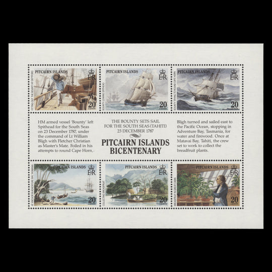 Pitcairn Islands 1989 (MNH) Bicentenary of Settlement sheetlet
