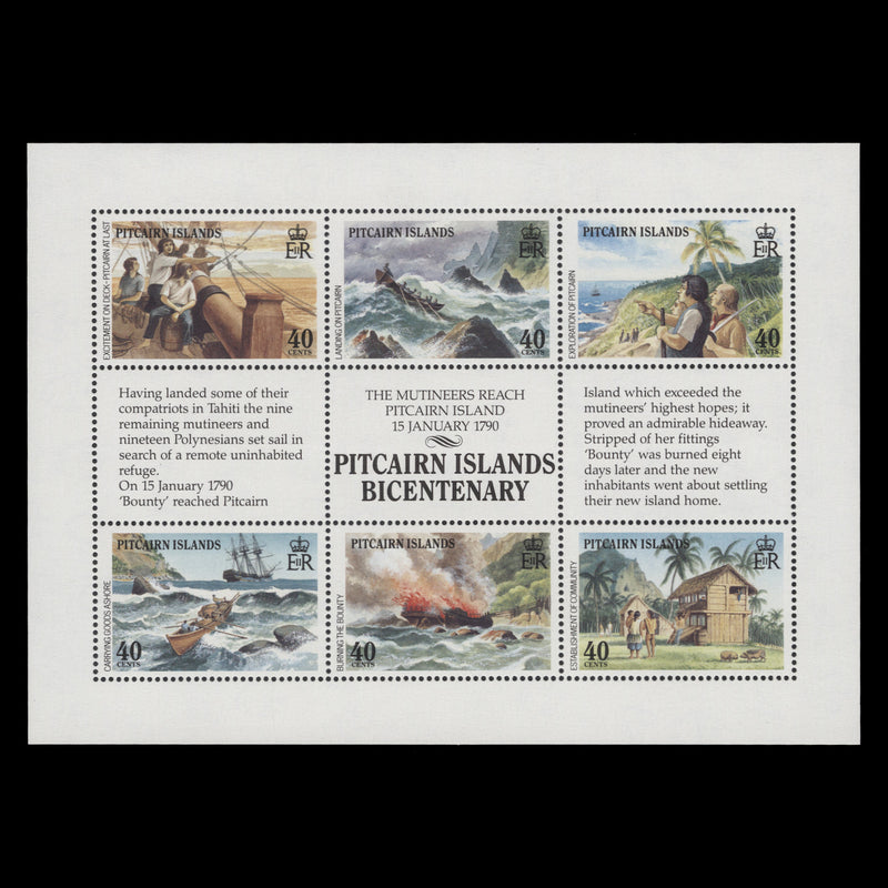 Pitcairn Islands 1990 (MNH) Bicentenary of Settlement sheetlet