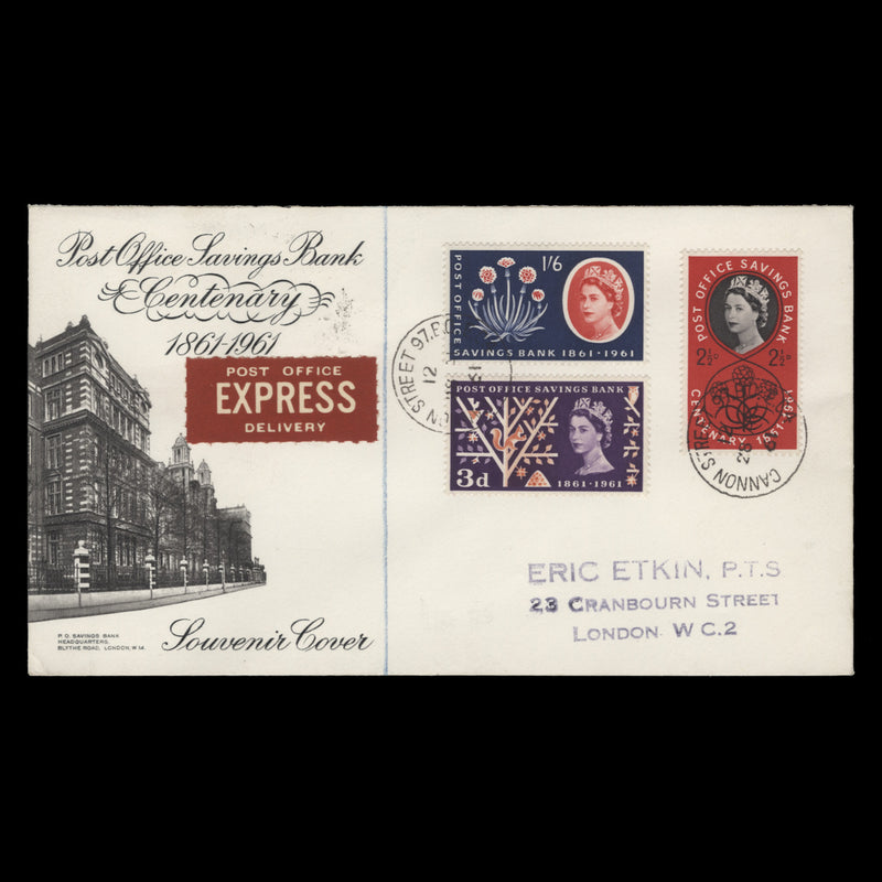 Great Britain 1961 (FDC) Post Office Savings Bank Centenary, CANNON ST