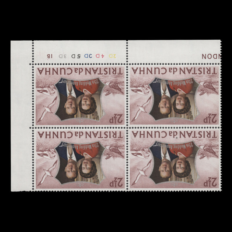 Tristan da Cunha 1972 (Variety) 2½p Royal Silver Wedding block, inverted watermark