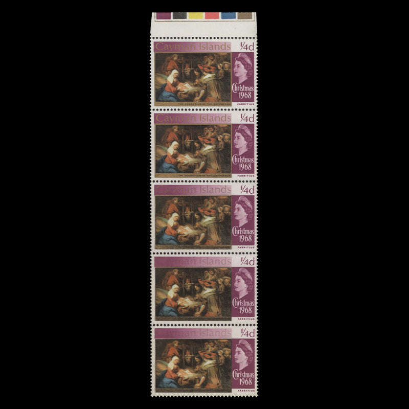 Cayman Islands 1969 (Variety) ¼d Christmas strip progressively missing gold