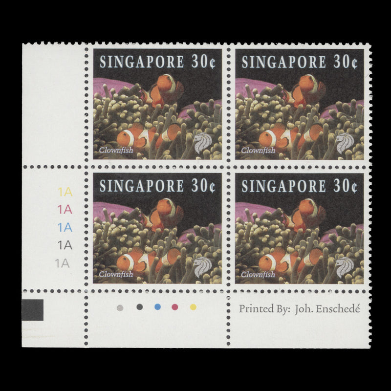 Singapore 1996 (MNH) 30c Clownfish plate block