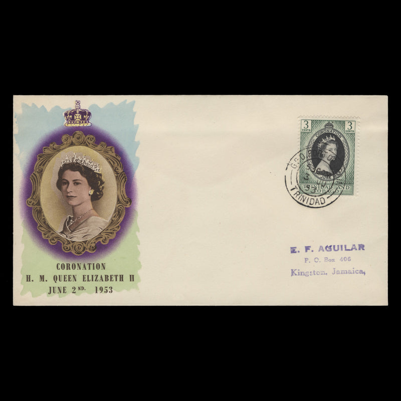 Trinidad & Tobago 1953 (FDC) 3c Coronation, PORT OF SPAIN