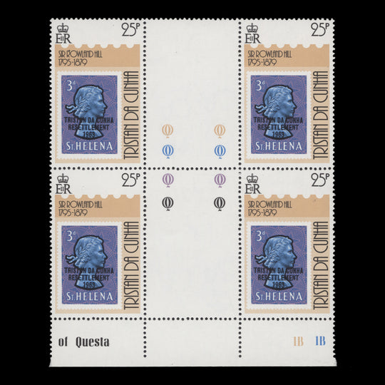 Tristan da Cunha 1979 (Variety) 25p Rowland Hill Death Centenary gutter block